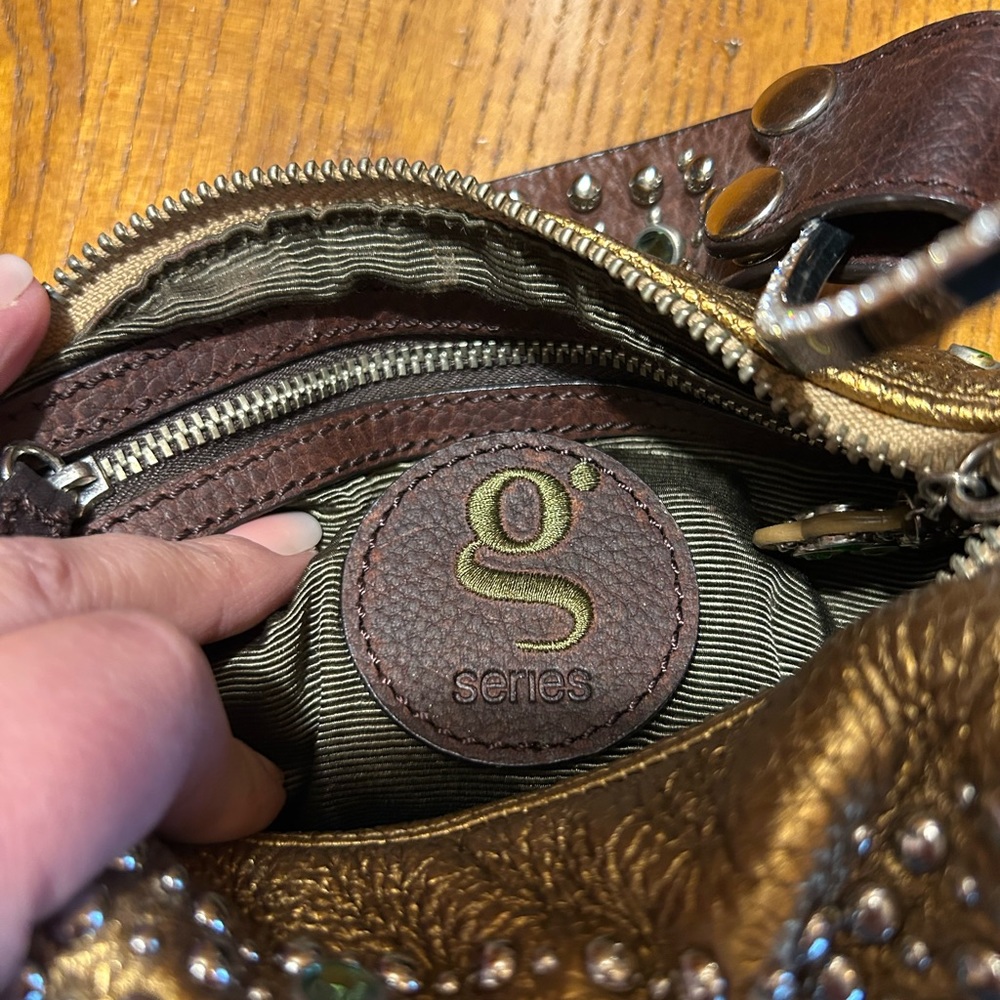 Cole Haan G Series Bronze Leather Studded Handbag/Wristlet Like New!! - Picture 11 of 13